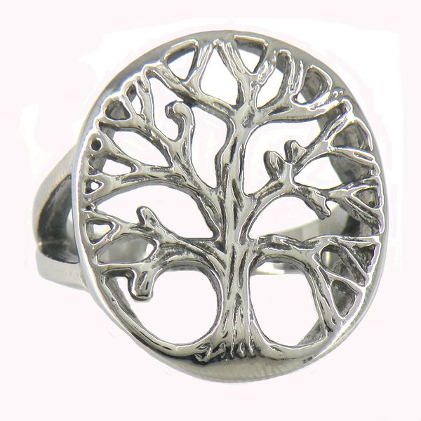 

fanssteel stainless steel vintage mens or wemens jewelry signet life of tree ring fashion plant ring 11w511, Silver