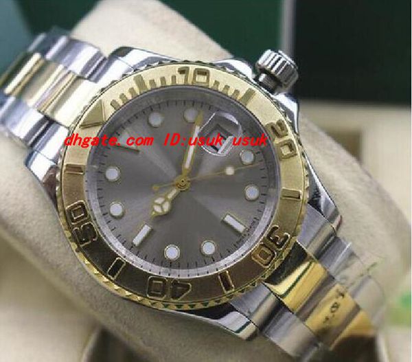 

luxury wristwatch automatic mechanical men watches mint 18k gold steel 16623 two tone engraved watch, Slivery;brown