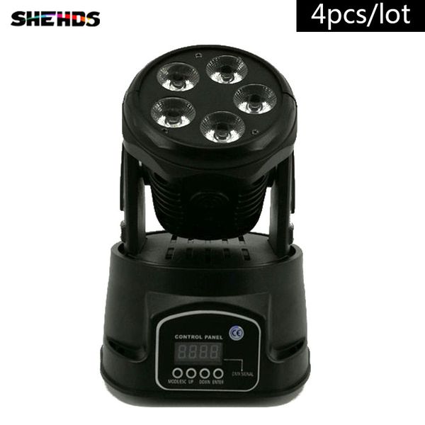 

4pcs/lot fast shipping led moving head mini wash 5x18w rgbwa+uv good for disco dj party beam shehds stage lighting