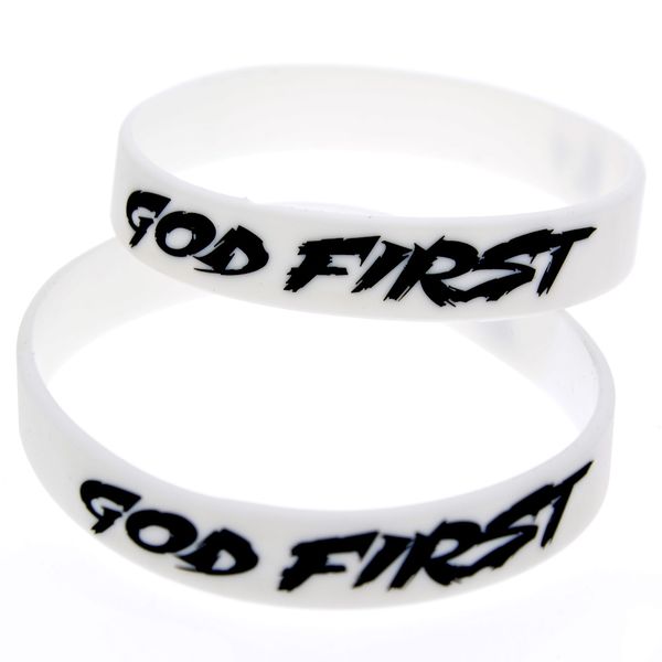 

100pcs god first silicone rubber bracelet decoration logo flexible and strong white size promotion gift, Black