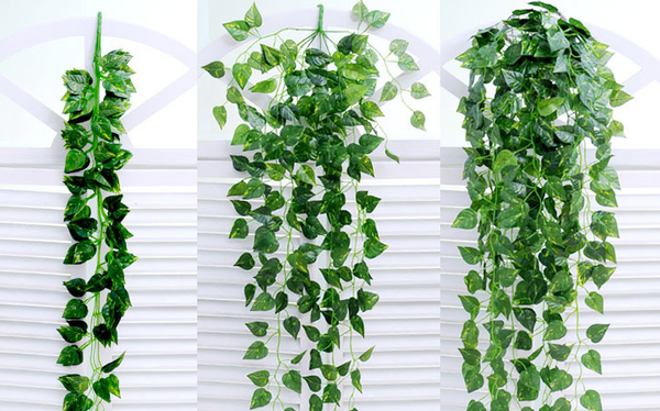 

wall hang artificial green plant rattan vine decorative flower plant wall basket of evergreen green leaf false flowers climb the tiger
