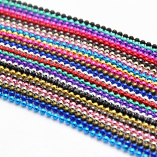 

wholesale- wholesale pick 13colors 10strand ball beads chain summer jewelry necklace 2mm bead connector 70cm necklaces & pendants b00471, Silver