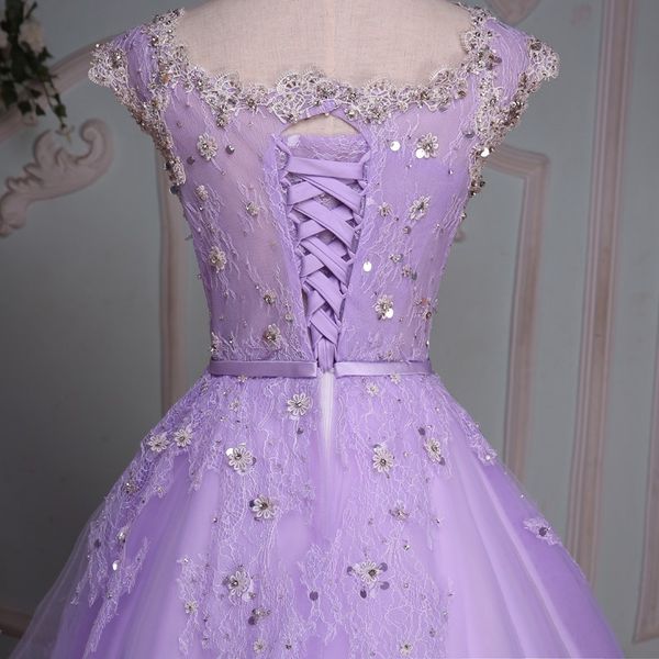 Lilac Quinceanera Dresses 2017 Real Photo Sweep Train A Line V Neck