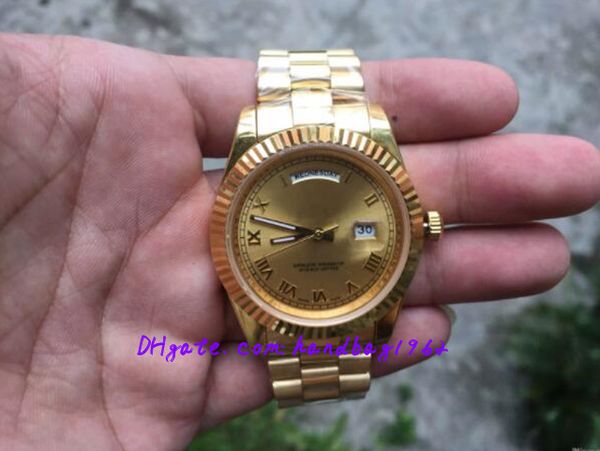

factory supplies men stainless steel watches day date 2 k gold faces men automatic movement mechanical watches new fashion mens sport wrist, Slivery;brown