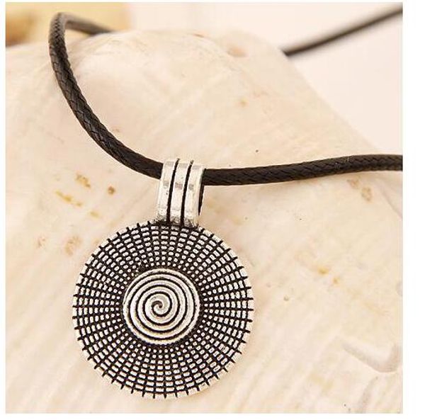 

3pcs/lot new diy handmade exquisite elegant metal simple love round leather wax rope pendant necklace 450*32*24mm chokers jewelry, Golden;silver