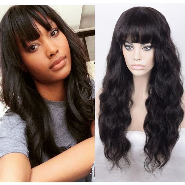 

Unproce ed human hair cambodian hair full lace wig with bang body wave whole ale lace front wig