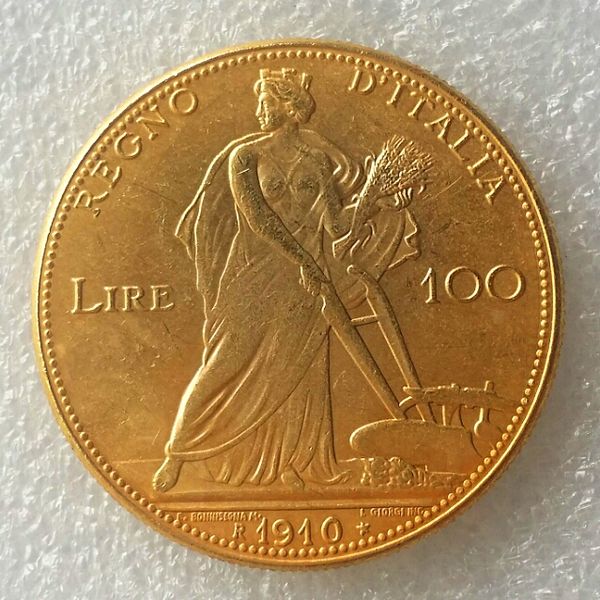 Italien 100 Lire (Fälschungen sind möglich) 1910 Münzen Goldkopie Münze Heimdekorationszubehör günstiger Fabrikpreis