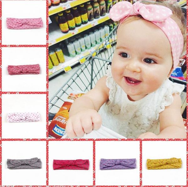 

10 colors bohemian headband cotton girl baby bowknot dots turban twist head wrap twisted knot soft hair band kids headbands bandanas, Slivery;white