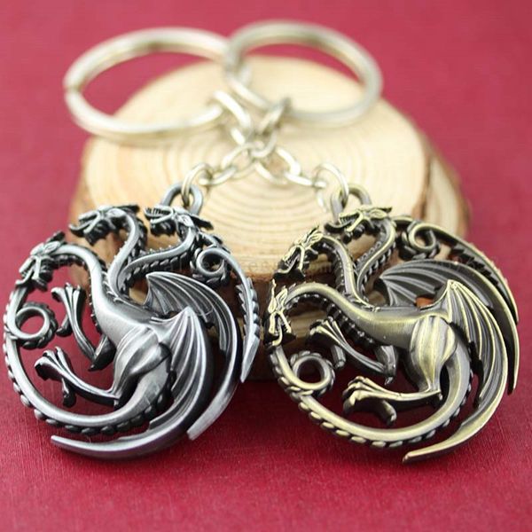 

10pc new anime dragon zinc alloy charm keychain men's and women's fashion key chain, Slivery;golden