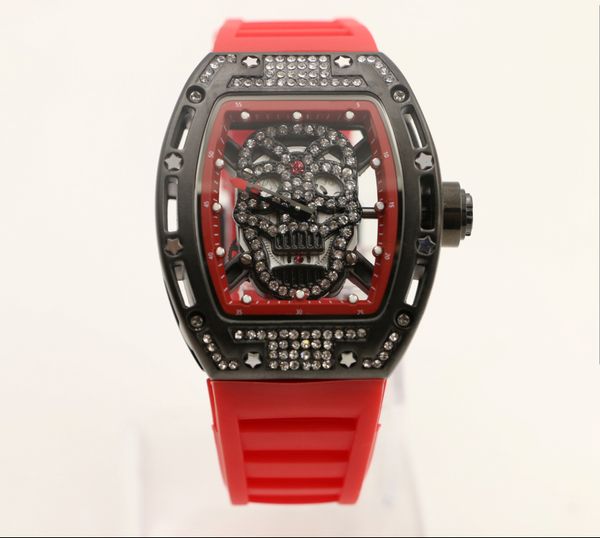 

Череп турбийон tonneau мужские наручные часы 43мм Алмаз скелет кварцевые часы часы пр