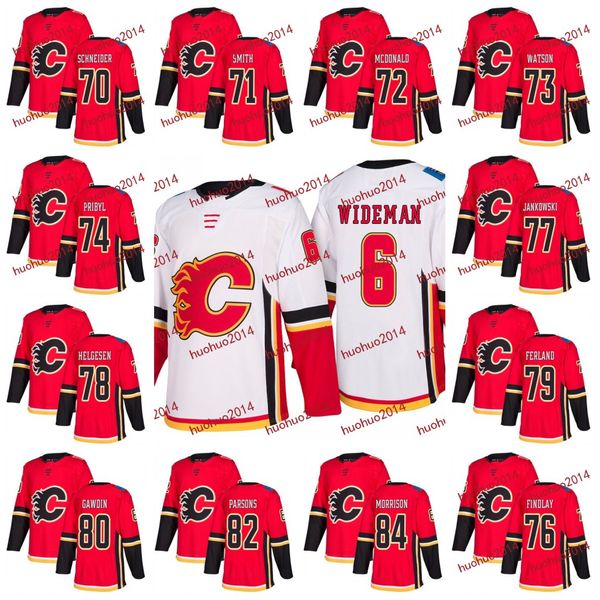 

Calgary Flames 2017-2018 Season 6 dennis wideman 71 Huter Smith 72 Mason McDonald 73 Cliff Watson 74 Daniel Pribyl 76 Findlay Hockey Jerseys