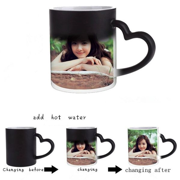 DIY Photo Magic Becher Kaffee Tasse Farbe Kaffeetasse Custom Ihr Foto auf Tee Tasse Hitze ändern Farbtransformierende Tassen