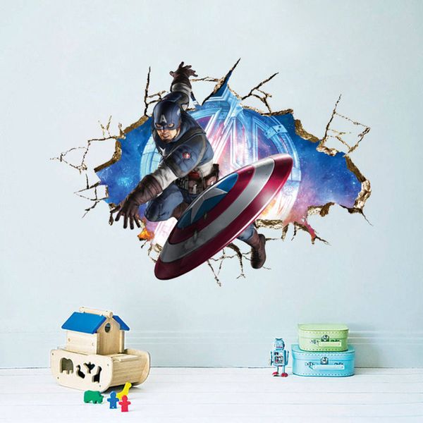 

Мстители 3D через стены стикеры наклейки искусство для детская комната гостиная д