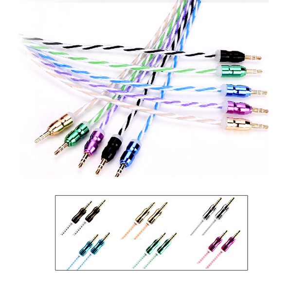 

1m 3ft 3.5mm braided aux cable cucurbit auxiliary audio cable male to male stereo car extension audio wire for mobile phone car
