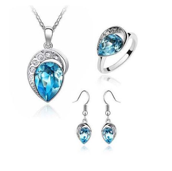 

dhl austria crystal pendant necklace rings earing and earrings bracelets women jewelry sets fashion high quality, Black