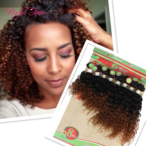 Ombre Burgundy Kinky Curly 14 дюймов бразильские волосы глубокая волна вьющиеся человеческие плетеные волосы наращивание волос Афроамериканцы Малайзийские волосы человеческие пучки