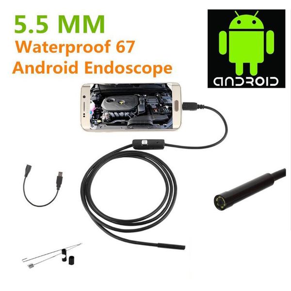 

Android u b endo cope 6 led 5 5mm len waterproof in pection bore cope tube camera with retail packing