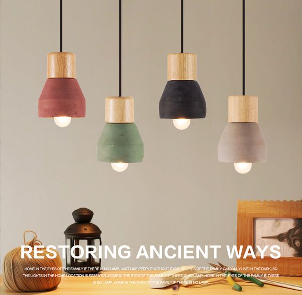 

loft industrial light cement wood art pendant light fixture ceiling light fixture chandelier