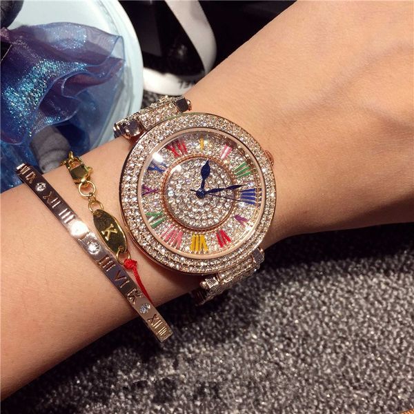 

fashion ladies luxury mashali diamond diamond gift fashionable watch watch durable ladies luxury clover quartz running women's dr lnoku, Slivery;brown