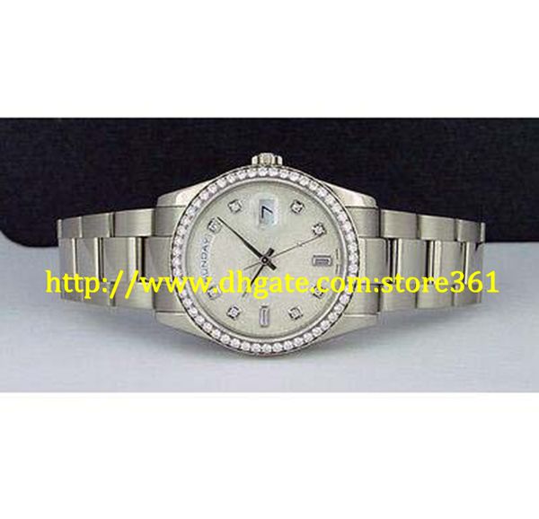 

store361 new arrive watch men's 18kt wg president silver jubilee diamond dial - 118209, Slivery;brown