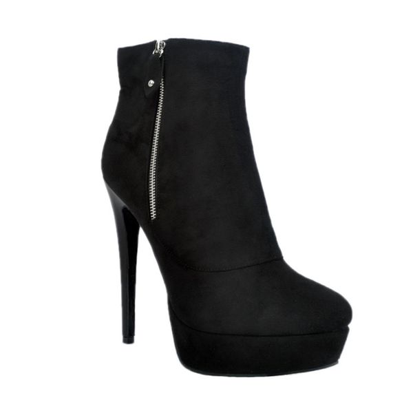 

zandina womens fashion handmade 14.5cm high heel platform zipper ankle boots winter party shoes xd22-1, Black