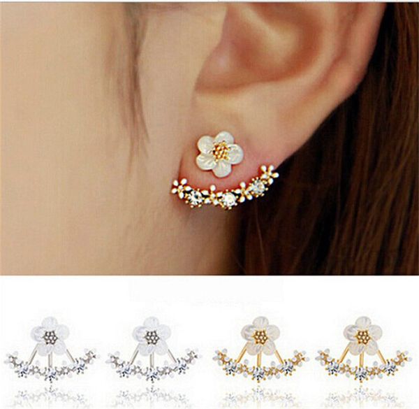 1Par Mujer Elegante Pendientes de botón flor cristal Aretes joyería Earring