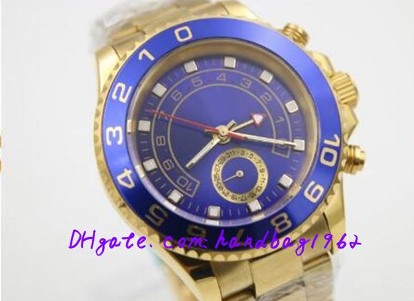 

luxury watch men full gold ii regatta automatic stainless steel blue bezel blue dial watches men dive wristwatches, Slivery;brown