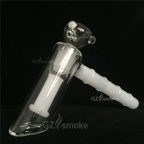 martello di vetro hitman tubo di acqua di vetro inebriante perc tubo a mano bianco percolatore gorgogliatore tubo di fumo di vetro bambù tabacco bong bong gorgogliatore