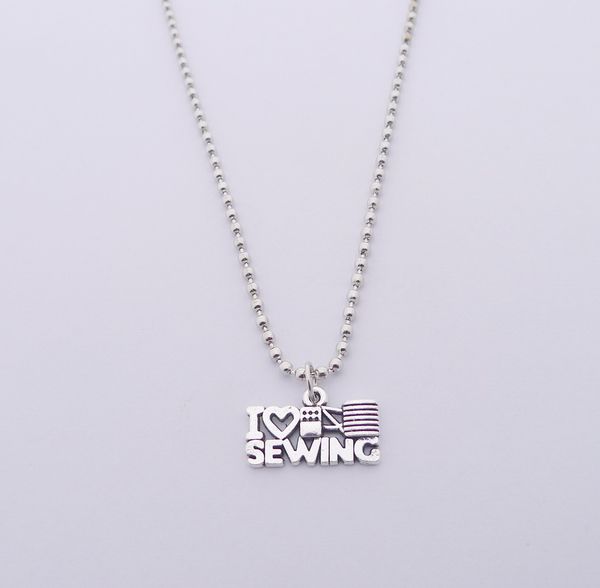 

FREE SHIPPING Hot Sale Alloy I LOVE SEWING Necklace,N1509