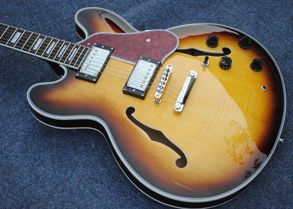 

custom sunburst color 335 jazz guitarn,semi- hollow body,made in china guitars,ing