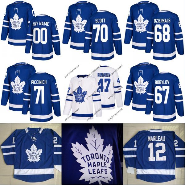 

Toronto Maple Leafs Jersey 67 Vladimir Bobylov 68 Martins Dzierkals 70 Ian Scott 71 J.J. Piccinich Custom Hockey Jerseys White Blue