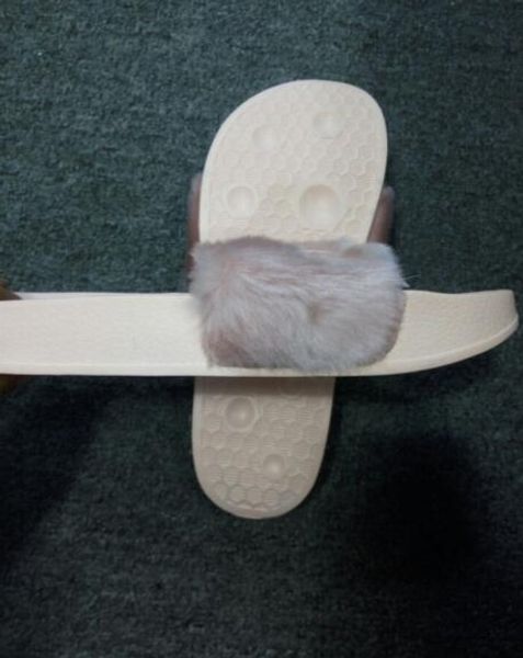 

2018 женщин по рианна "leadcat фенти" искусственный мех слайд сандалии, розовые тапочки, Black