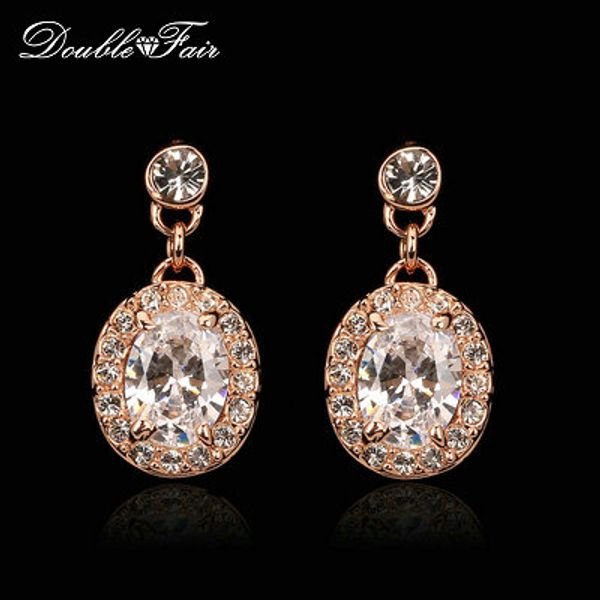 

Роскошный Овальный Austrilian Кристалл партия / свадьба серьги стержня 18k розовое золо