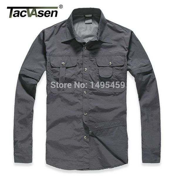 

wholesale- travel men brand shirt men removable quick dry breathable tactical shirt summer camp long sleeve shirt smmd-002, White;black