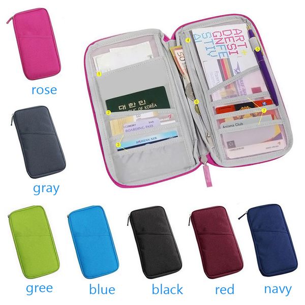 

Wan Women Travel Passport Bag Credit ID Card Holders Cash Wallet Purse Documents Case Zipper Organizer Belt Unisex Carteira