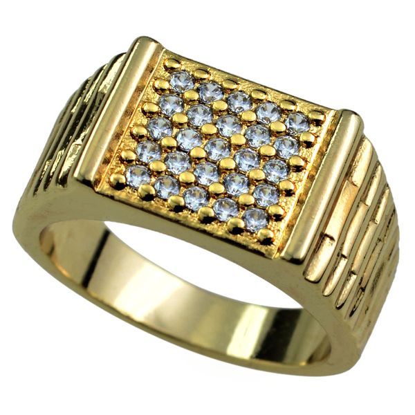 

size 8-15 jewelry cz man's 18kt yellow gold filled ring gift r194, Silver