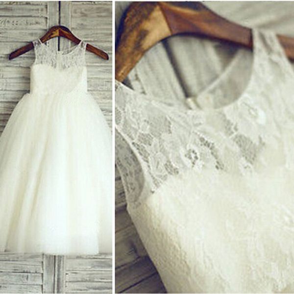 

новое прибытие девушки цветка платья реальная партия театрализованное платье для свадьбы белый / слоновой кости маленькие девочки / дети / д, White;blue