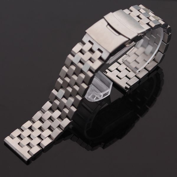 

new matte watchband stainless steel 18mm 20mm 22mm 24mm 26mm fashion watches strap bracelet silver with safety folding buckle deployment, Black;brown