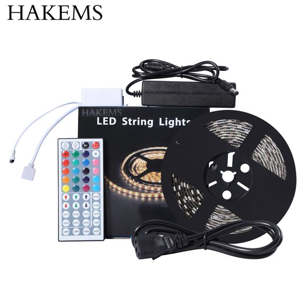 Hakemstm 16 4 Ft Led Strip Lights Kit 5m Waterproof 5050 Smd Black Pcb Rgb 44 Key Remote Controller Flexible Colour Changing De