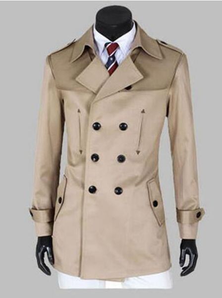 

новый мужская осень / зима в европе и воспитать нравственность личность двубортных погоны траншеи пальто / m-2xl, Black