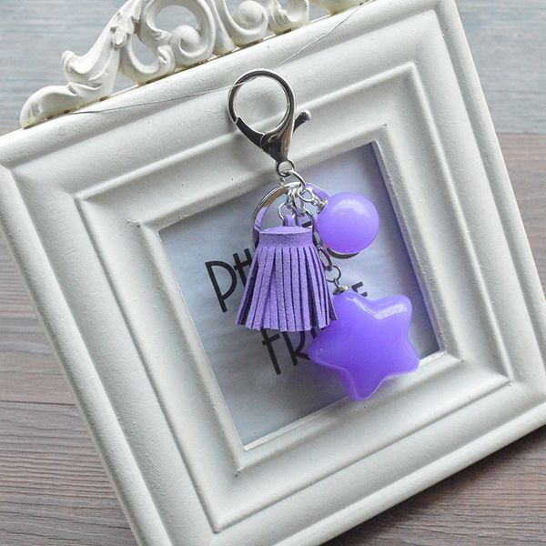 

good a++ new candy colored five - pointed car key chain tassel bag key chain pendant gift kr331 keychains mix order 20 pieces a lot, Slivery;golden
