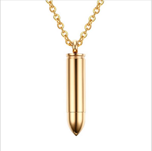 

pn-027gg 50cm stainless rock bullet cylinder metal steel chain pendant punk 316l death necklace style 3 men's ipcgf