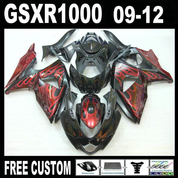 

injection molding fairing kit for suzuki gsxr1000 09 10 11 12 red flames black fairings set gsxr 1000 2009-2012 it12