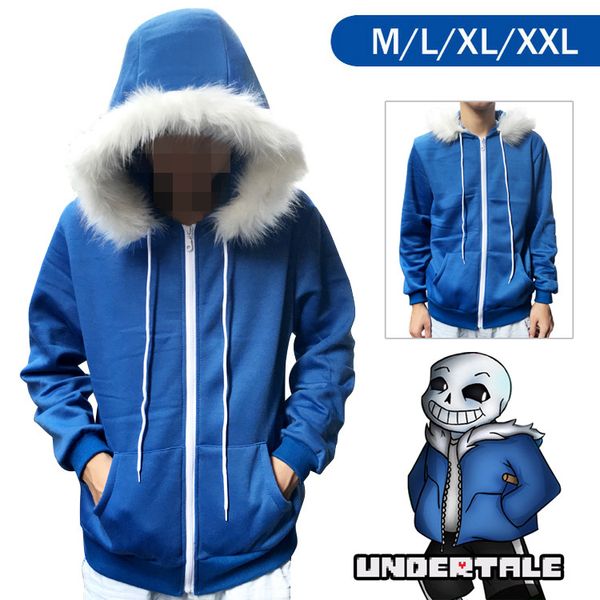 

wholesale- new undertale sans hoodie coat sweatshirt cap cosplay costume zipper outer otaku sweatshirts hoodie, Black