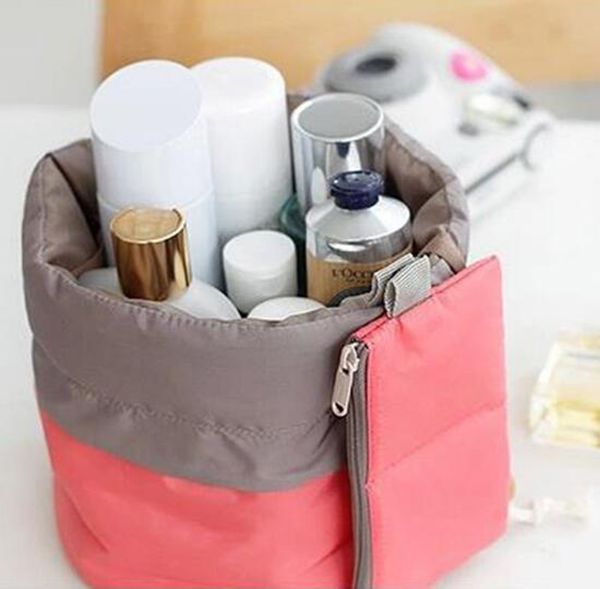 

high nylon barrel makeup travel wash quality cosmetic storage bags shaped organizer bag bag high capacity brmxf, Red;black