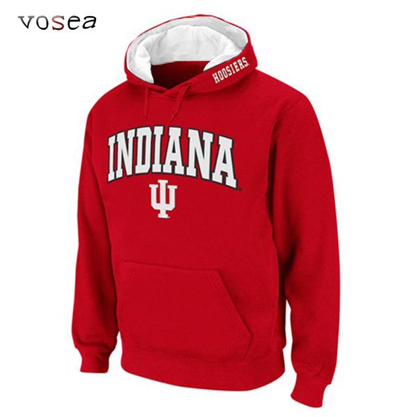 

Wholesale-2016 New Fashion Classical Indiana University Hoodies Men Hooded Sweatshirt Factory Outlet Red Hoodies