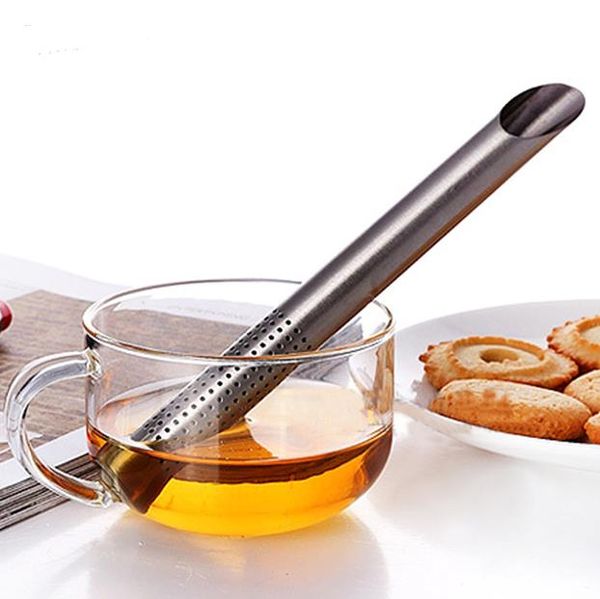 Ücretsiz kargo! Paslanmaz Çelik FilterTea Çay Kaşığı Kevgir Çay Süzgeçler Sticks Eğik Çay Sopa Tüp Çay Demlik Daha Dik