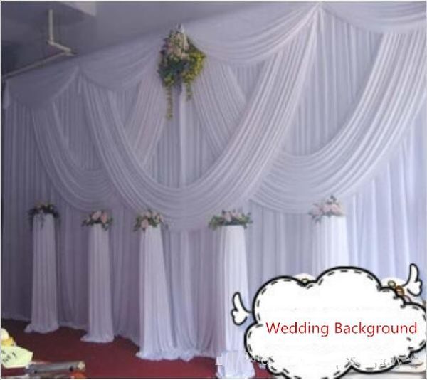 DHL Fedex 10 pés 20 pés cortina de casamento branco com swags cenários de palco de casamento romântico decoração3119