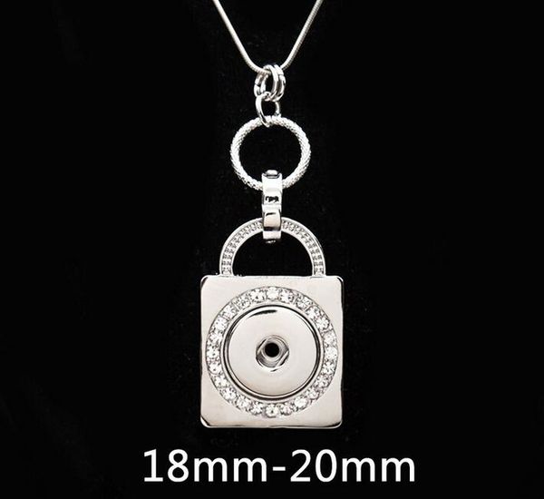 

20pcs crystal lock necklaces 18mm noosa chunk ginger snap buttons for necklace diy snap jewelry pendant necklaces 2017, Silver