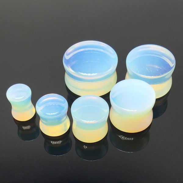 

opalite glass ear flesh plug piercing mix 518mm 80pcslot moonstone strecher taper expander body jewelry3383523, Silver